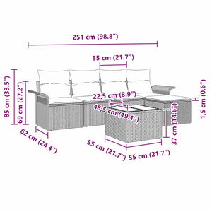 vidaXL Canapé d'extérieur avec coussins 6 pcs Gris Résine tressée
