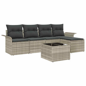 vidaXL Canapé d'extérieur avec coussins 6 pcs Gris clair résine tressée
