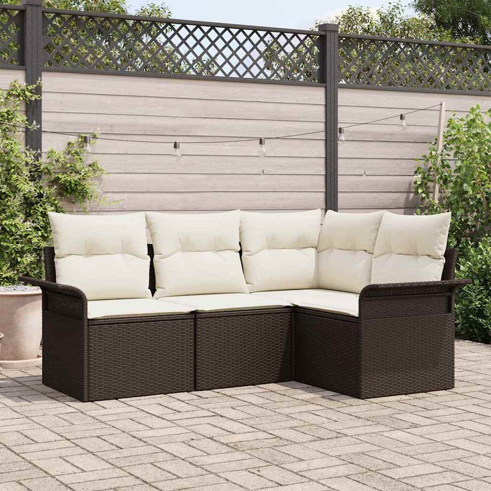 Gartensofa Set Braun Poly-Rattan 4-teilig