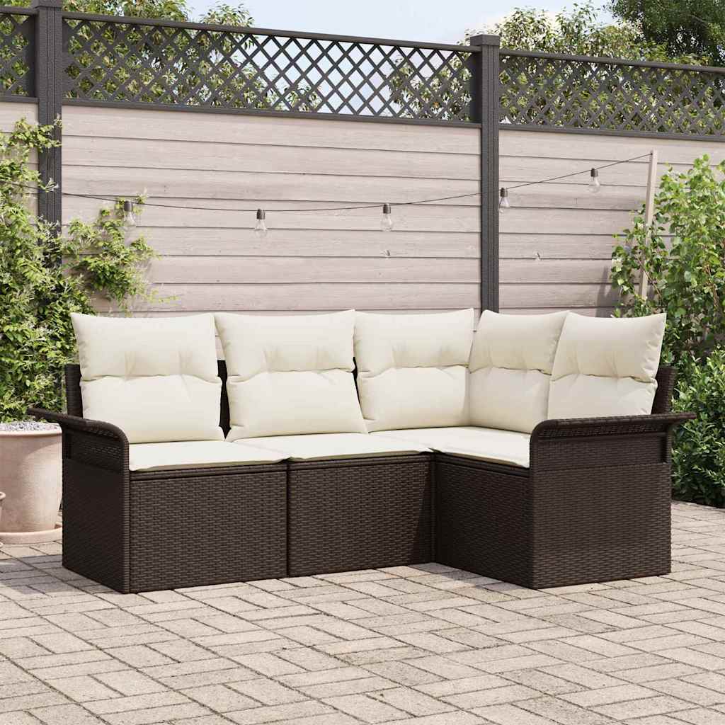 vidaXL Ensemble de canapés de jardin avec coussins 4 pcs Marron Résine tressée