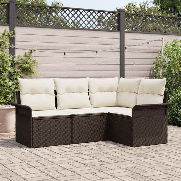 vidaXL Ensemble de canapés de jardin avec coussins 4 pcs Marron Résine tressée