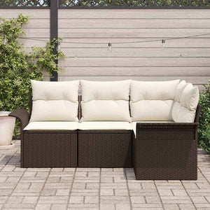 vidaXL Ensemble de canapés de jardin avec coussins 4 pcs Marron Résine tressée