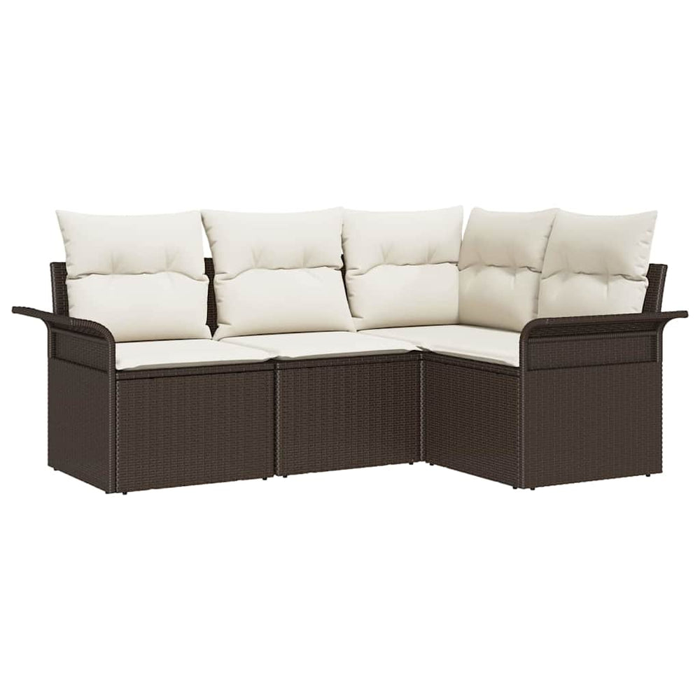 Gartensofa Set Braun Poly-Rattan 4-teilig