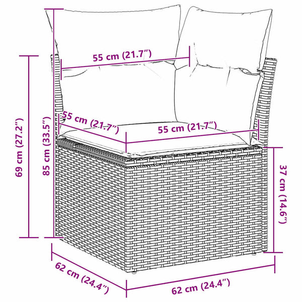 vidaXL Ensemble de canapés de jardin avec coussins 4 pcs Marron Résine tressée