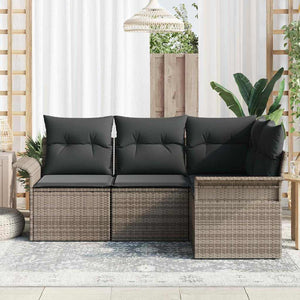 vidaXL Salon de jardin avec coussins 4 pcs Gris Résine tressée