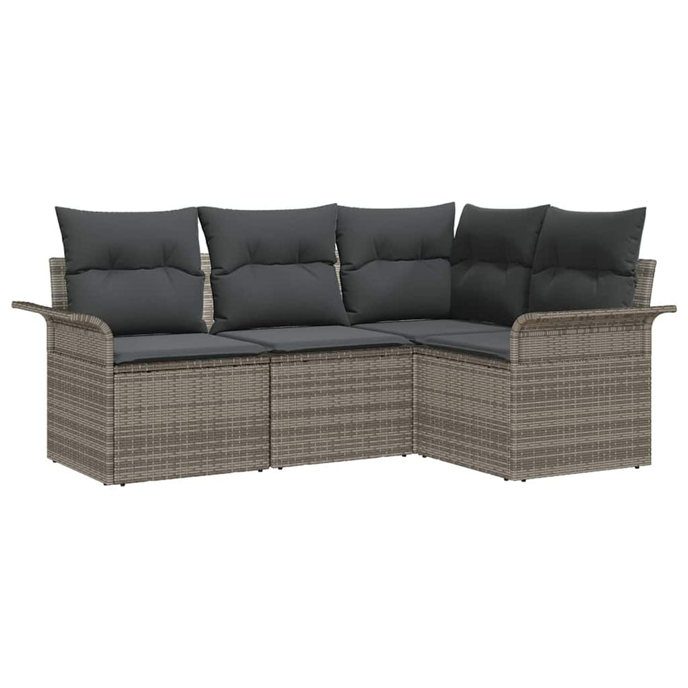 Gartensofa Set Grau Poly-Rattan 4-teilig
