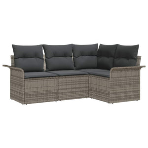 vidaXL Salon de jardin avec coussins 4 pcs Gris Résine tressée