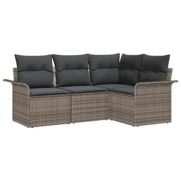 vidaXL Salon de jardin avec coussins 4 pcs Gris Résine tressée