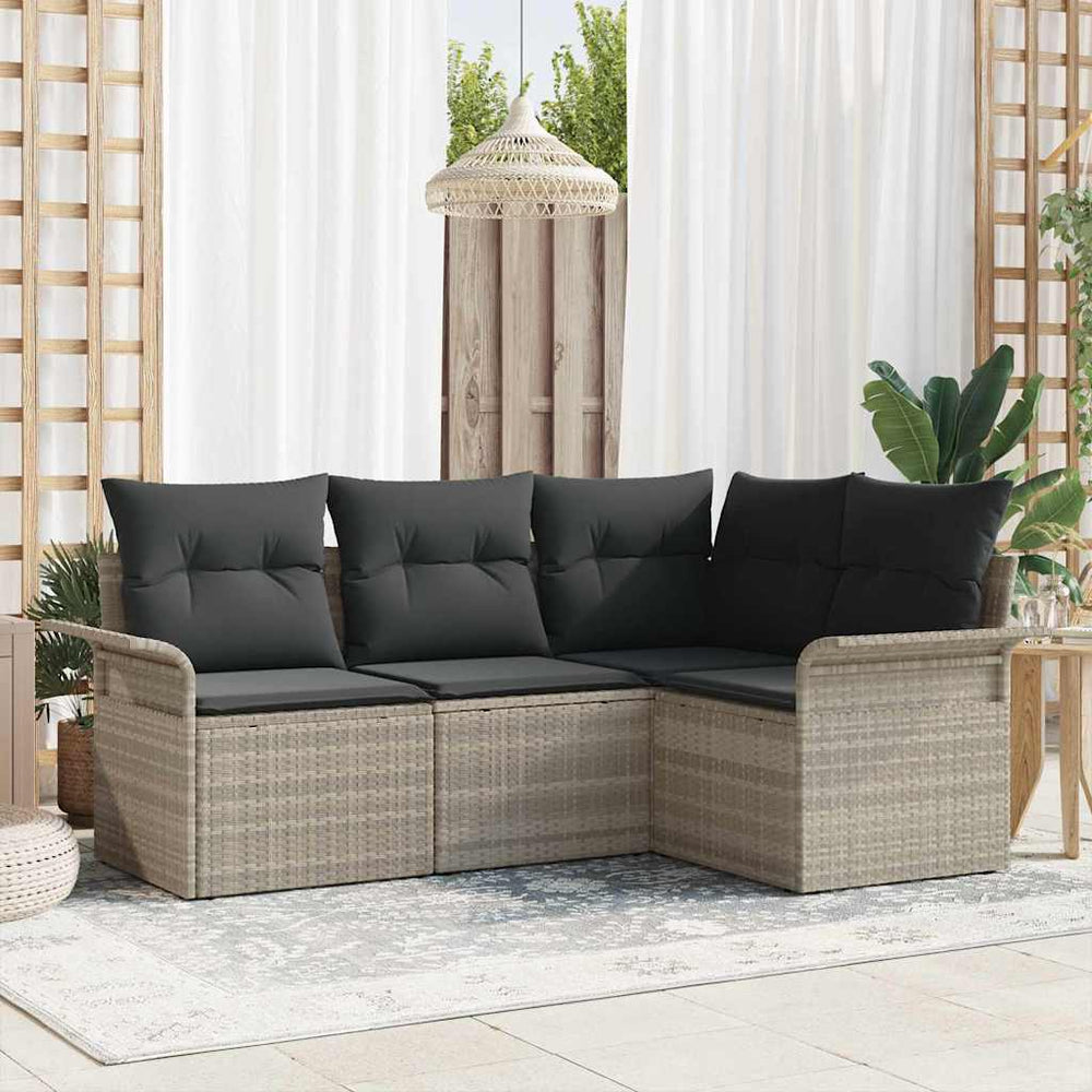 Gartensofa Set Hellgrau Poly Rattan 4-teilig