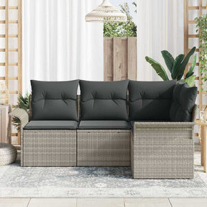 Gartensofa Set Hellgrau Poly Rattan 4-teilig
