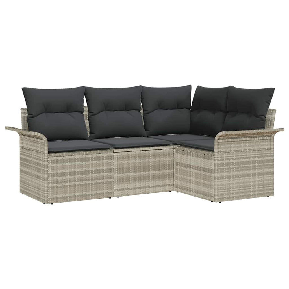 Gartensofa Set Hellgrau Poly Rattan 4-teilig