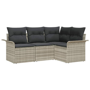Gartensofa Set Hellgrau Poly Rattan 4-teilig