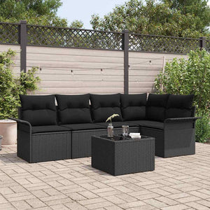 Gartensofa Set Poly-Rattan mit Kissen 6-teilig