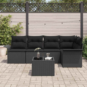 Gartensofa Set Poly-Rattan mit Kissen 6-teilig