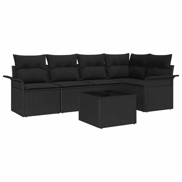 Gartensofa Set Poly-Rattan mit Kissen 6-teilig