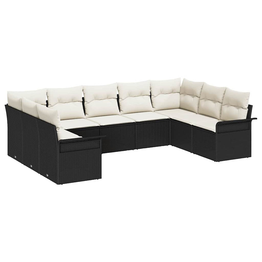 Gartensofa Set Schwarz Poly-Rattan mit Kissen