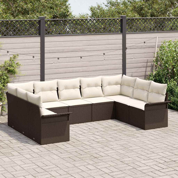 vidaXL Ensemble de canapés de jardin avec coussins marron résine tressée