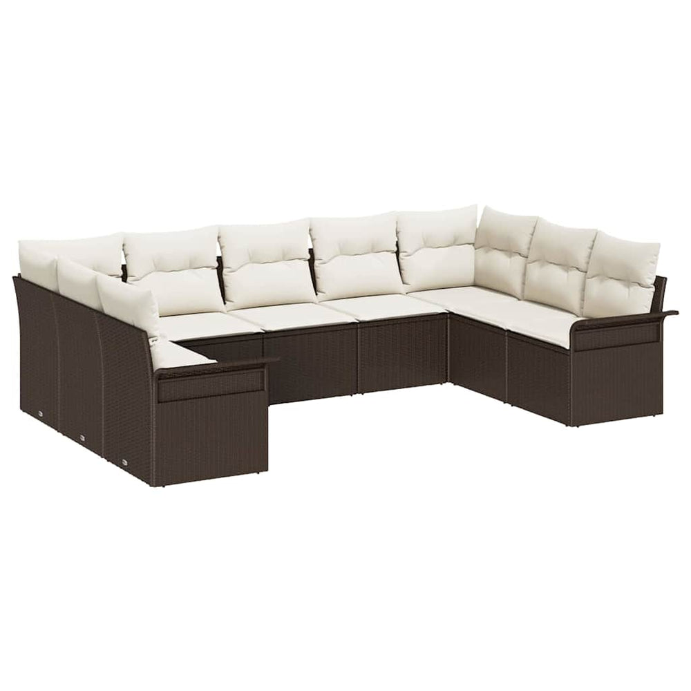 Gartensofa Set Braun Poly-Rattan mit Kissen