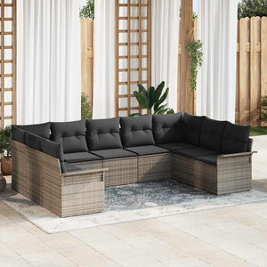 vidaXL Salon de jardin avec coussins Gris Résine tressée