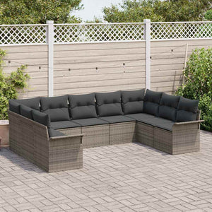 vidaXL Salon de jardin avec coussins Gris Résine tressée