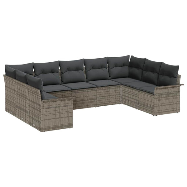 vidaXL Salon de jardin avec coussins Gris Résine tressée