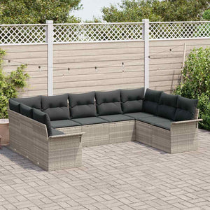 Gartensofa Set Hellgrau Poly-Rattan mit Kissen