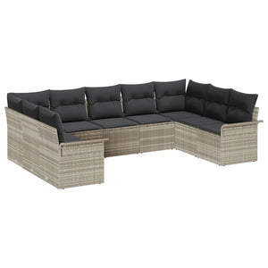 Gartensofa Set Hellgrau Poly-Rattan mit Kissen