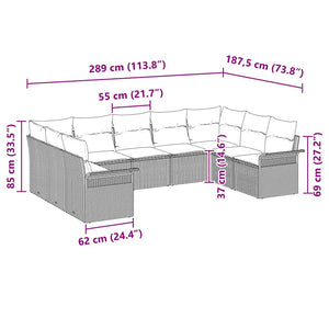 Gartensofa Set Hellgrau Poly-Rattan mit Kissen