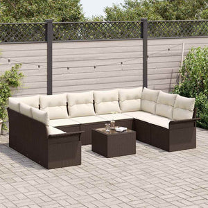 vidaXL Ensemble de canapés de jardin avec coussins 10 pcs Rotin synthétique marron