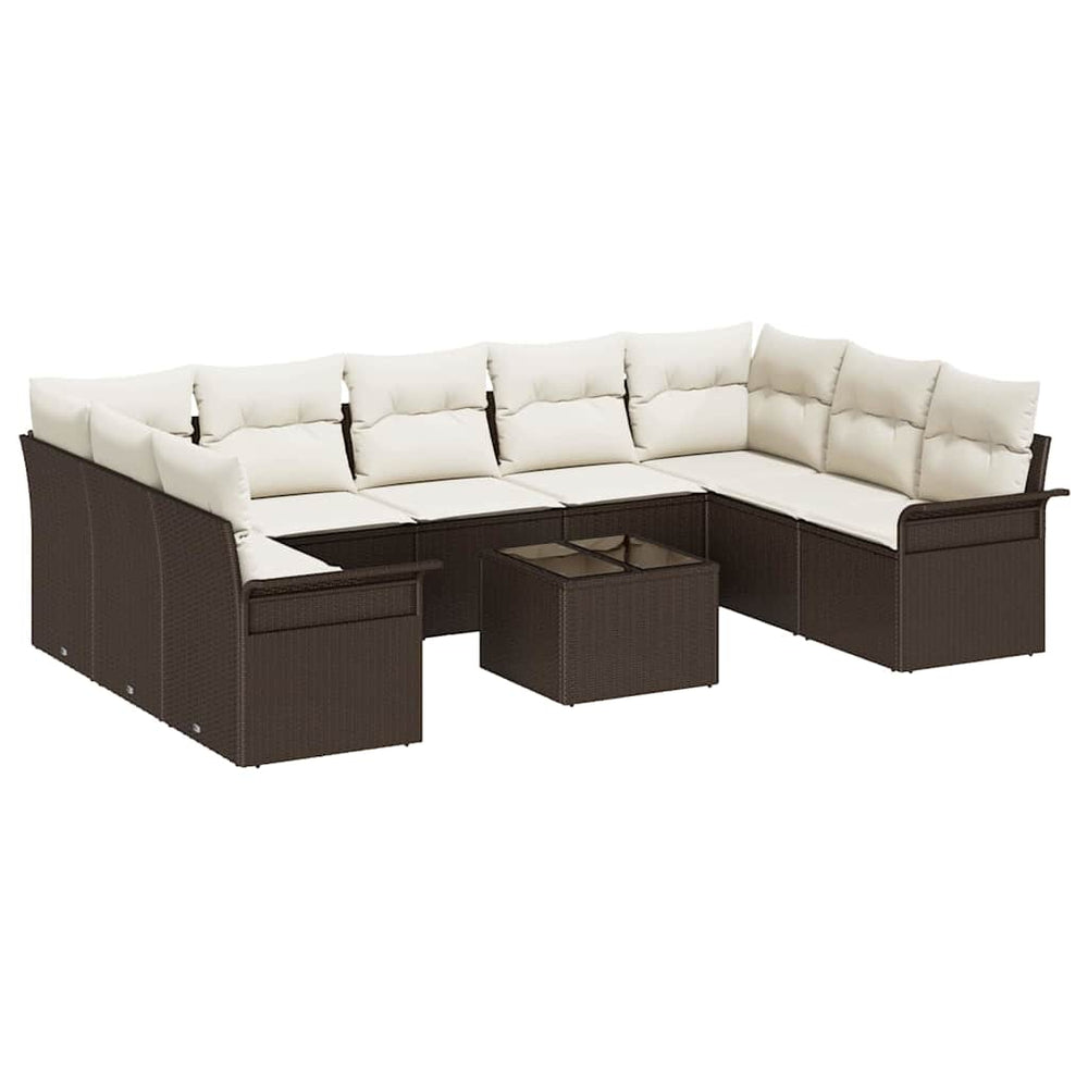 vidaXL Ensemble de canapés de jardin avec coussins 10 pcs Rotin synthétique marron