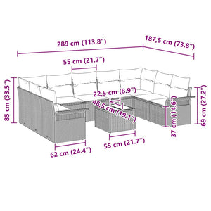 vidaXL Ensemble de canapés de jardin avec coussins 10 pcs Rotin synthétique marron