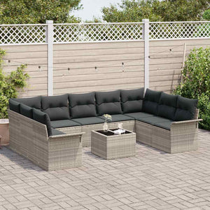 Gartensofa Set Hellgrau Poly-Rattan mit Kissen
