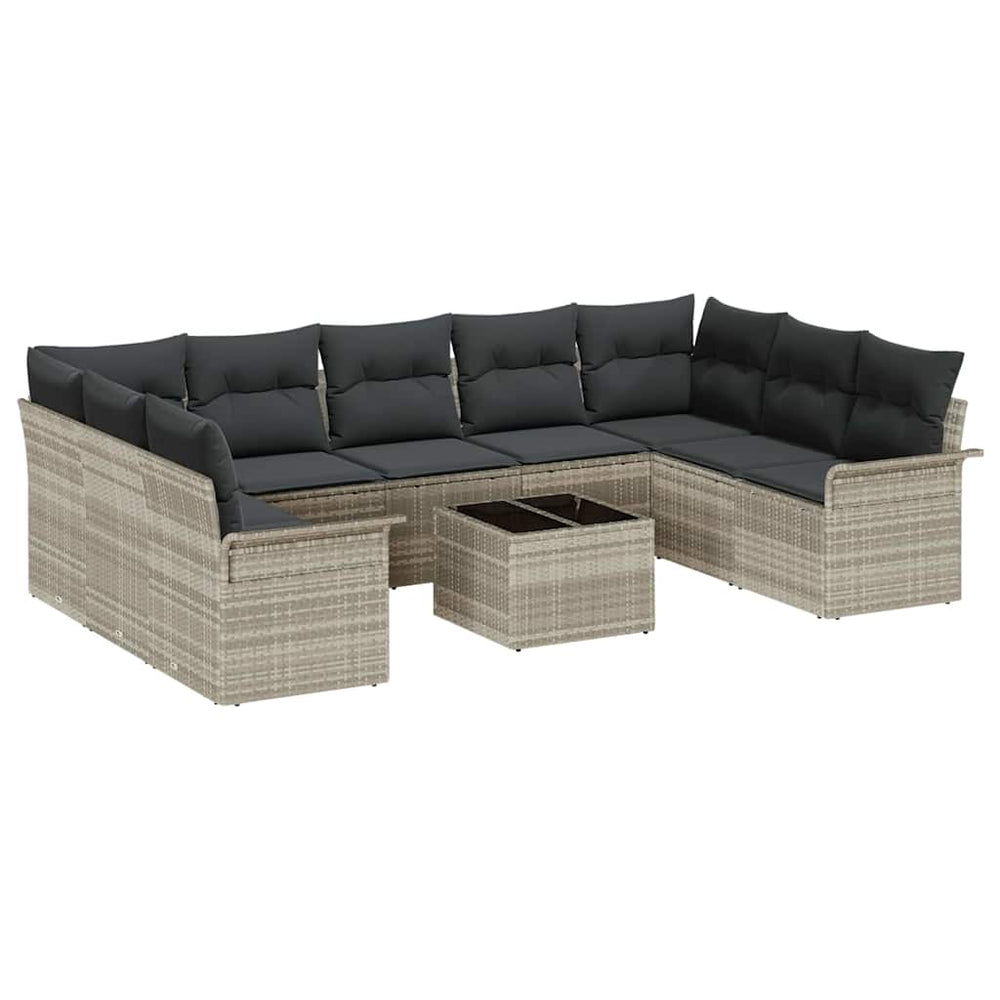Gartensofa Set Hellgrau Poly-Rattan mit Kissen