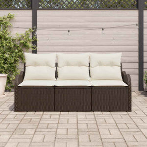 Gartensofa Set Braun Poly-Rattan mit Kissen