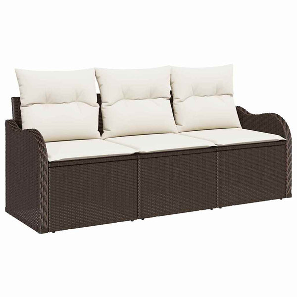 Gartensofa Set Braun Poly-Rattan mit Kissen