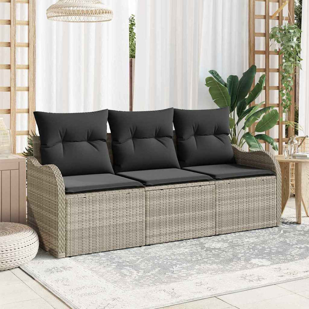 vidaXL Salon de jardin avec coussins 3 pcs Gris clair résine tressée