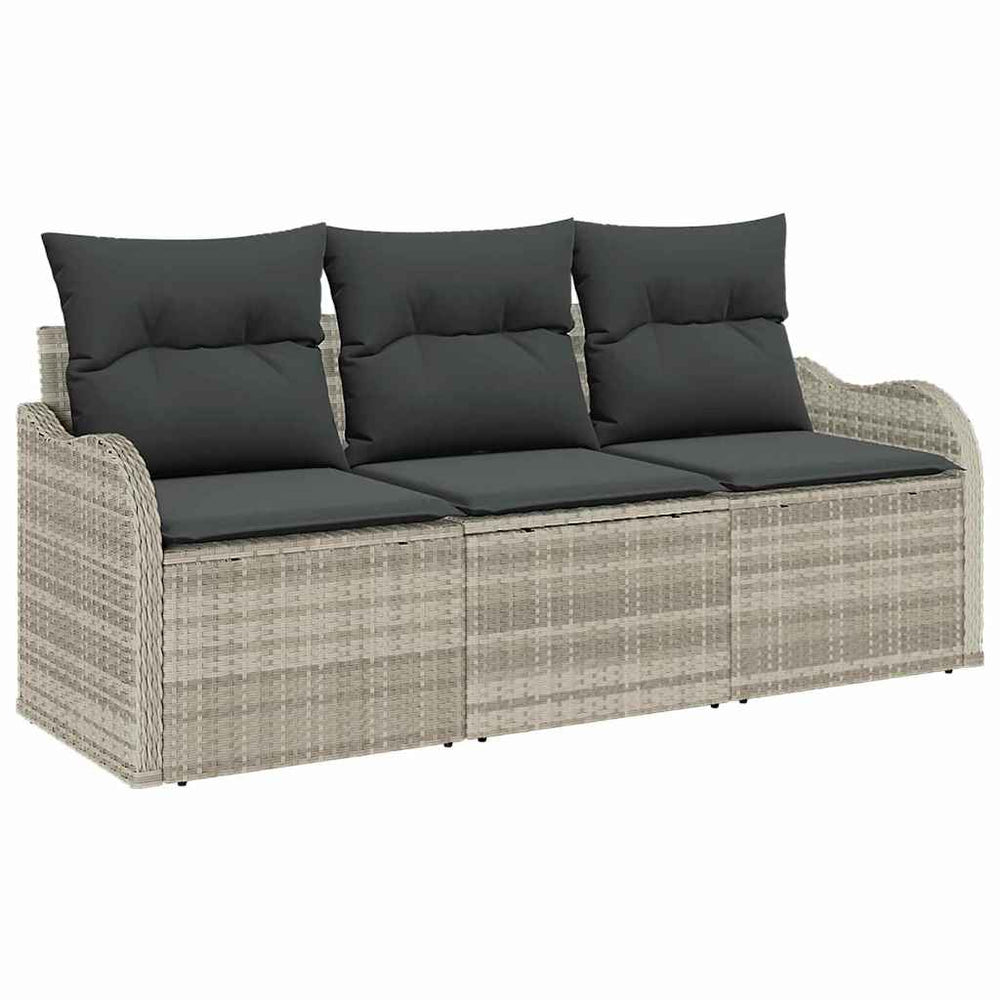 vidaXL Salon de jardin avec coussins 3 pcs Gris clair résine tressée