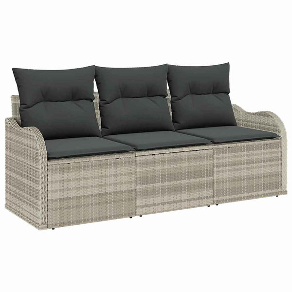 Gartensofa Set Hellgrau Poly-Rattan 3-teilig