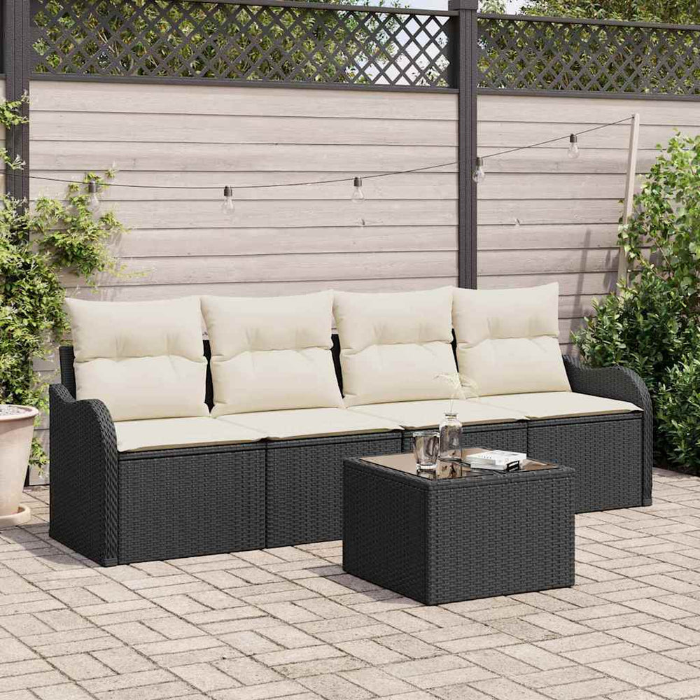 vidaXL Salon de jardin noir en résine tressée