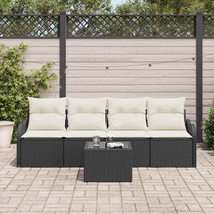 Schwarzes Gartensofa-Set Poly-Rattan