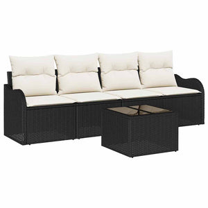 Schwarzes Gartensofa-Set Poly-Rattan