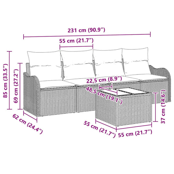 Schwarzes Gartensofa-Set Poly-Rattan