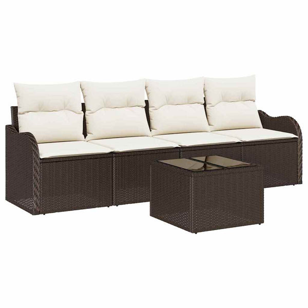 Gartensofa Set Braun Poly Rattan