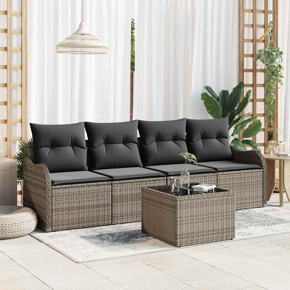 vidaXL Ensemble de canapés de jardin en résine tressée gris