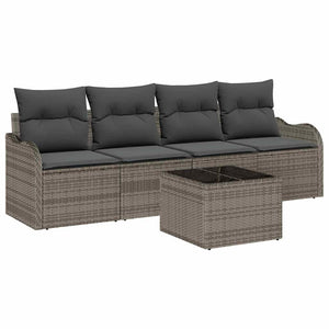 Graues Gartensofa-Set aus Poly-Rattan
