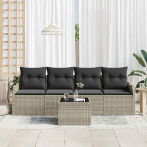 Hellgraues Poly-Rattan Gartensofa-Set