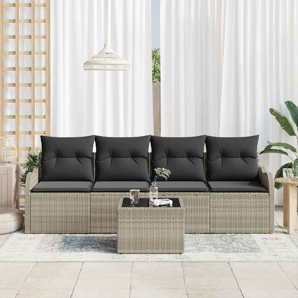 Hellgraues Poly-Rattan Gartensofa-Set