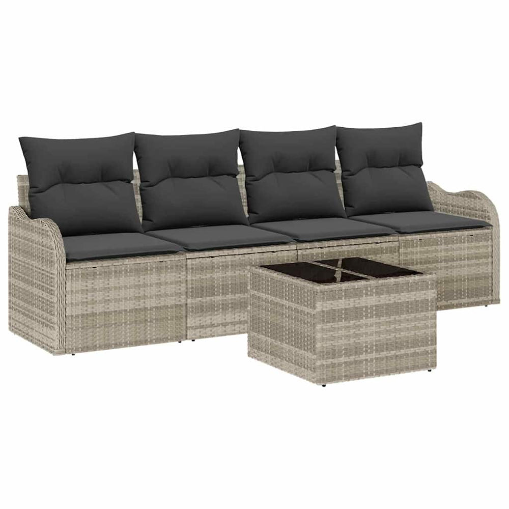 Hellgraues Poly-Rattan Gartensofa-Set