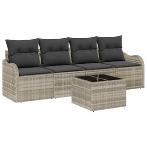 Hellgraues Poly-Rattan Gartensofa-Set
