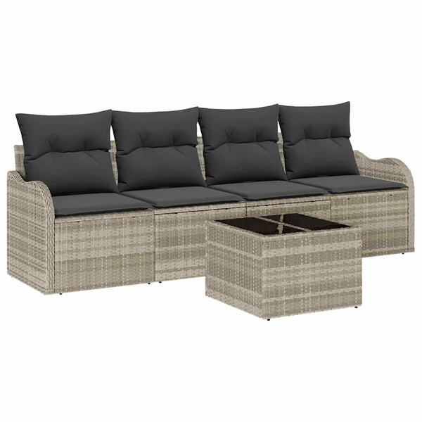 Hellgraues Poly-Rattan Gartensofa-Set